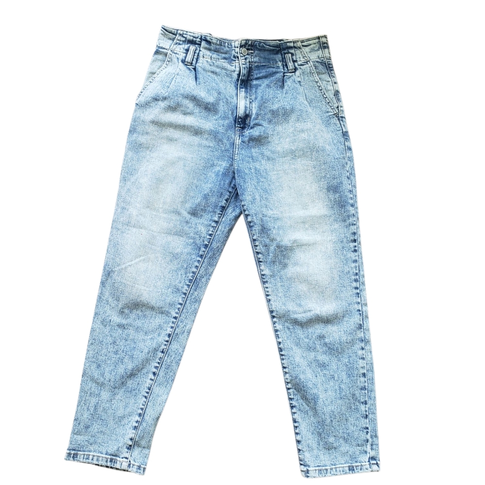 Eunina Blue Relaxed Jeans Papper Bag Jeans. Size 11. Mom Jeans High Rise.